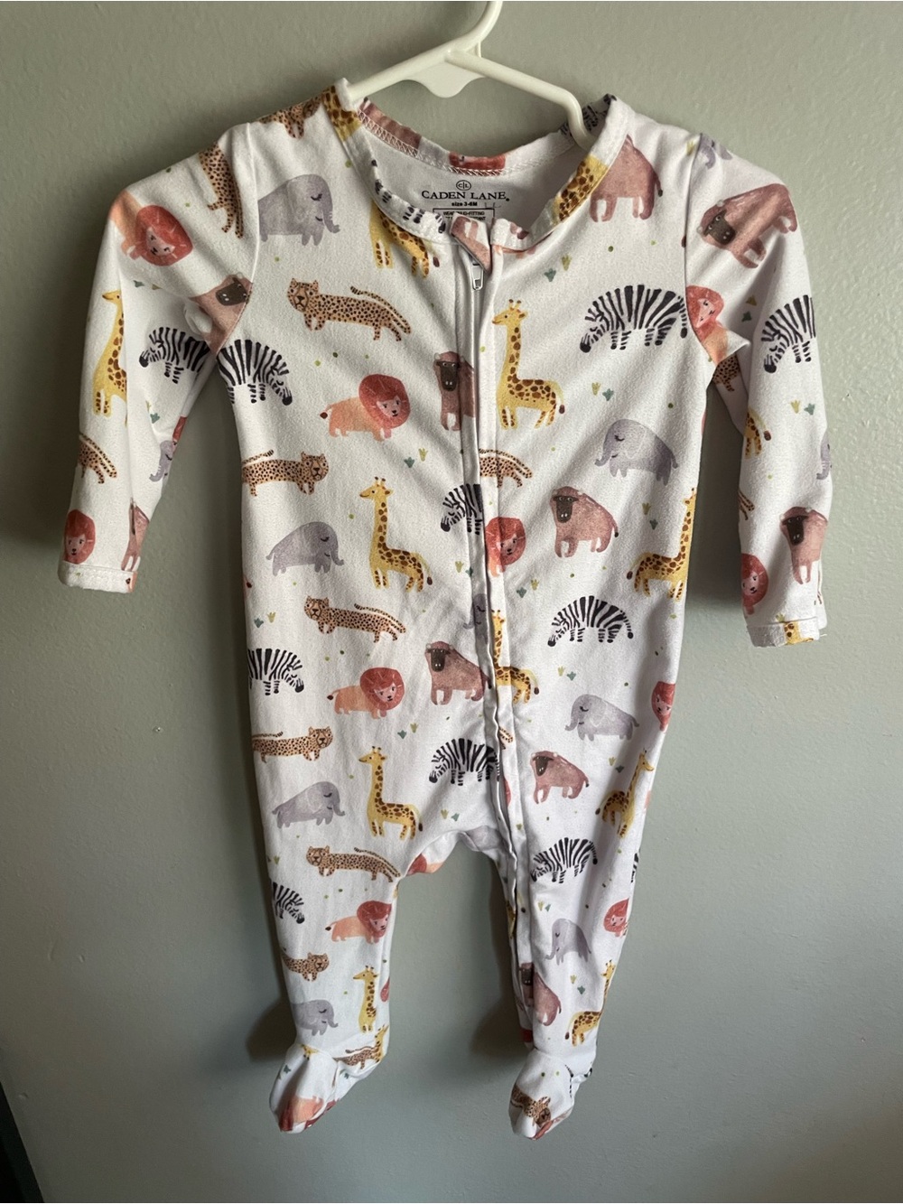 Caden Lane White Safari Animal Print Footed One-Piece